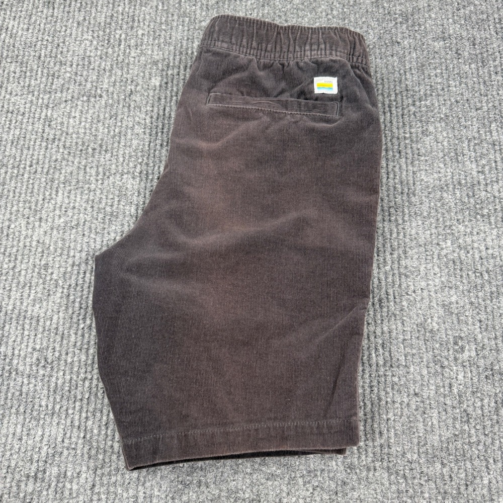 Vuori Corduroy Shorts Mens S Grey Elastic Waist Drawstring Faded Distressed V385